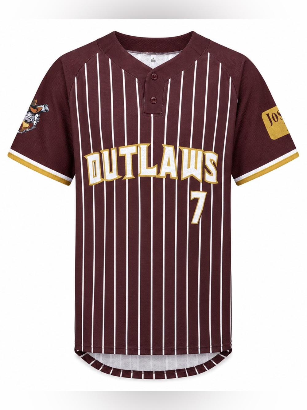 Mickey Mantle #7 Tribute Outlaws Baseball Jersey Maroon Gold Adult M